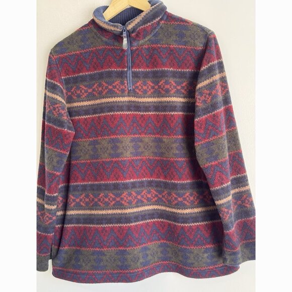Vintage C&B Sport Southwest Print Fleece 1/4 Zip Jacket Size L Cabin Cozy 90s - Picture 4 of 9